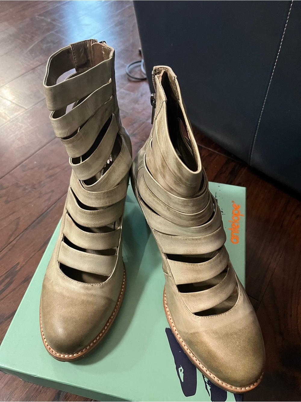 Antelope Mist Cutout Ankle Boots